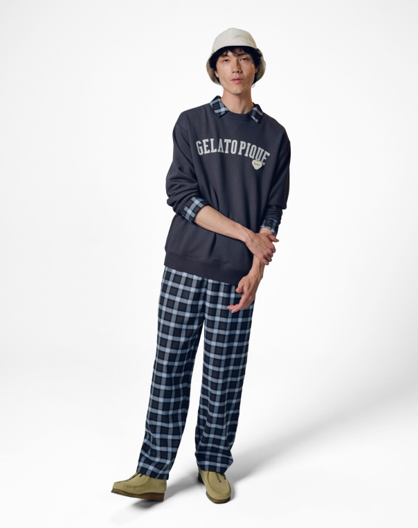 【HOMME】ハートロゴ裏毛＆ソフトツイルのコーディネート