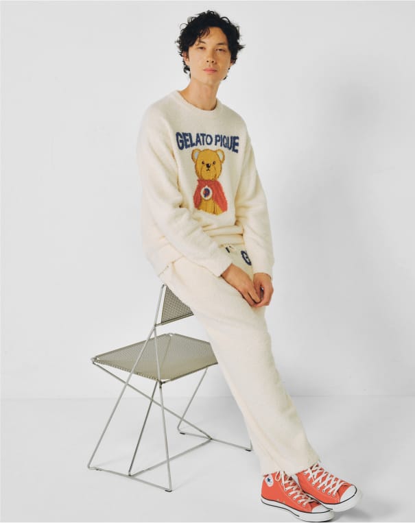 【HOMME】【抗菌防臭】レーヨンヒーローベアプリントロンTのコーディネート
