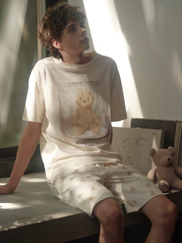 ベアプリントハーフパンツ